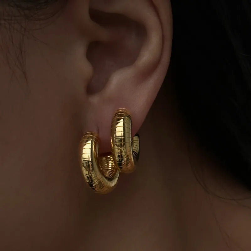Boucle D'Oreilles Acier Inoxydable avec une couhce Plaqué-Or-14K