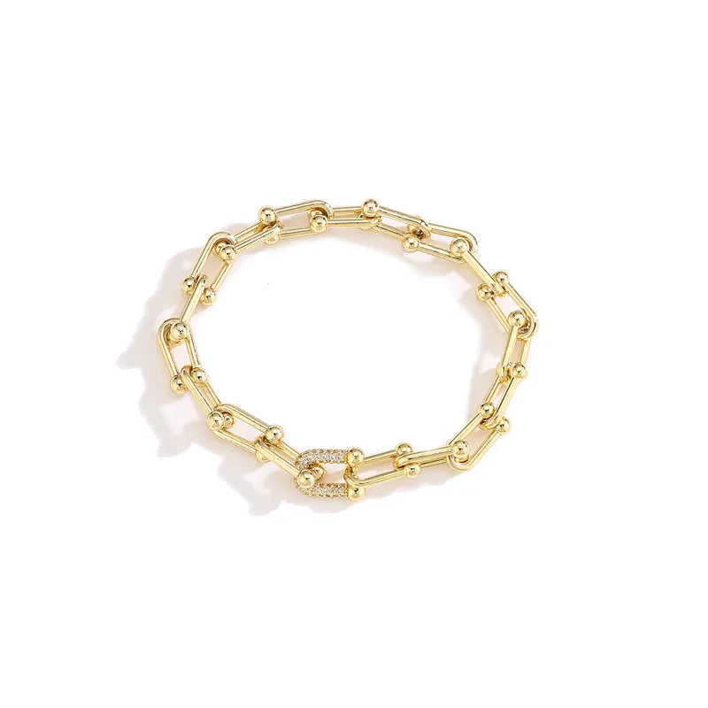 Bracelet forme U en Cuivre Zircon