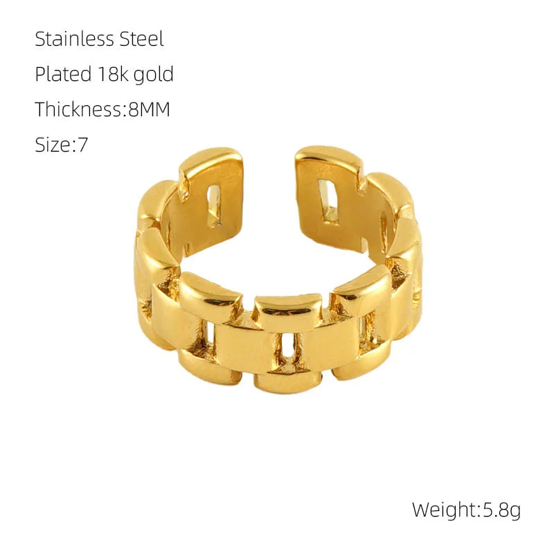 Bague Acier Inoxydable Plaquage Plaqué Or 18k