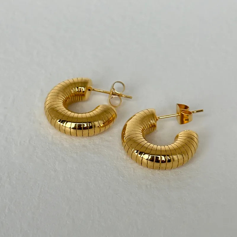 Boucle D'Oreilles Acier Inoxydable avec une couhce Plaqué-Or-14K