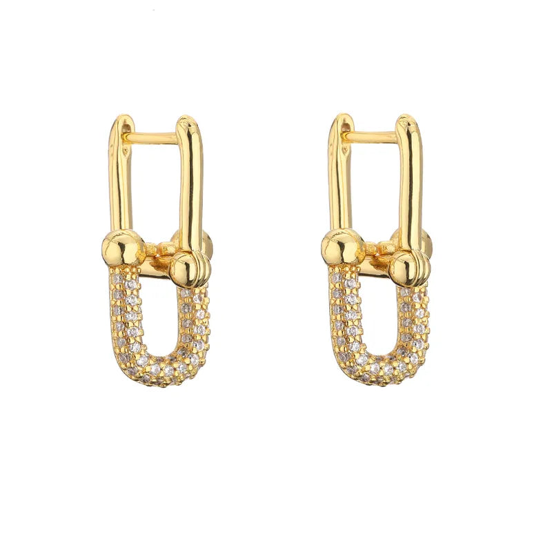Boucle d'Oreille Forme U Cuivre-Zircon