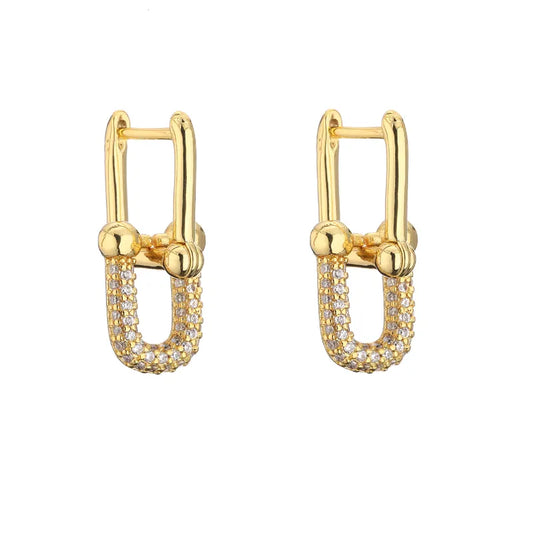 Boucle d'Oreille Forme U Cuivre-Zircon
