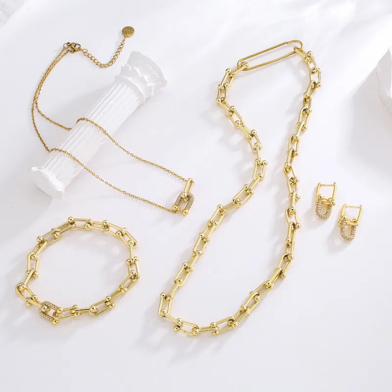 Bracelet forme U en Cuivre Zircon