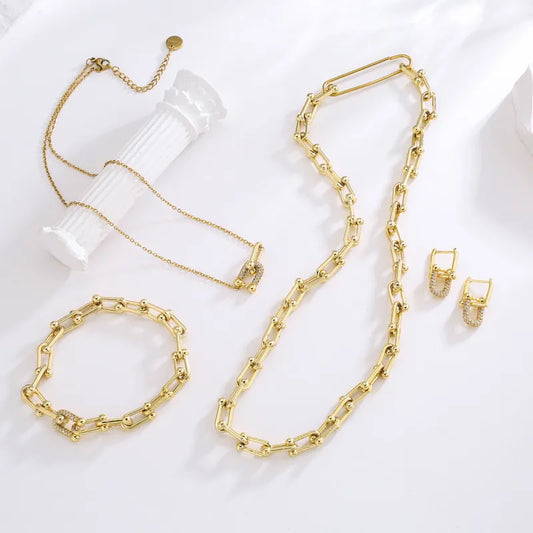 Bracelet forme U en Cuivre Zircon