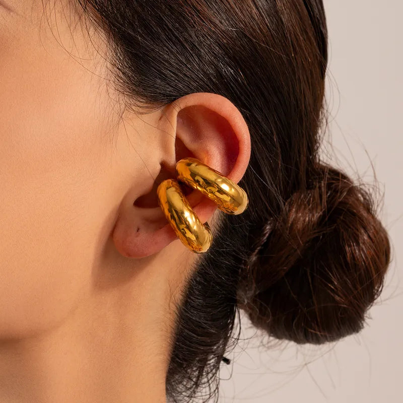 1 piece de boucle d'oreille Acier Inoxydable et une couche de Plaque Or 18K