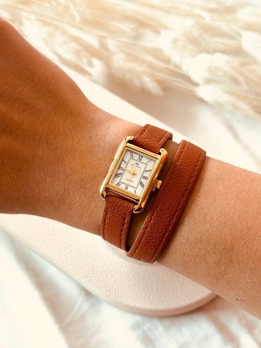 Montre en cuir doublé Style H